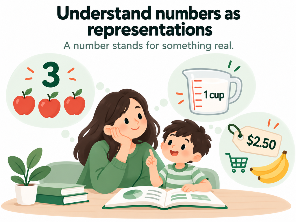 Teach children that numbers are representations of reality