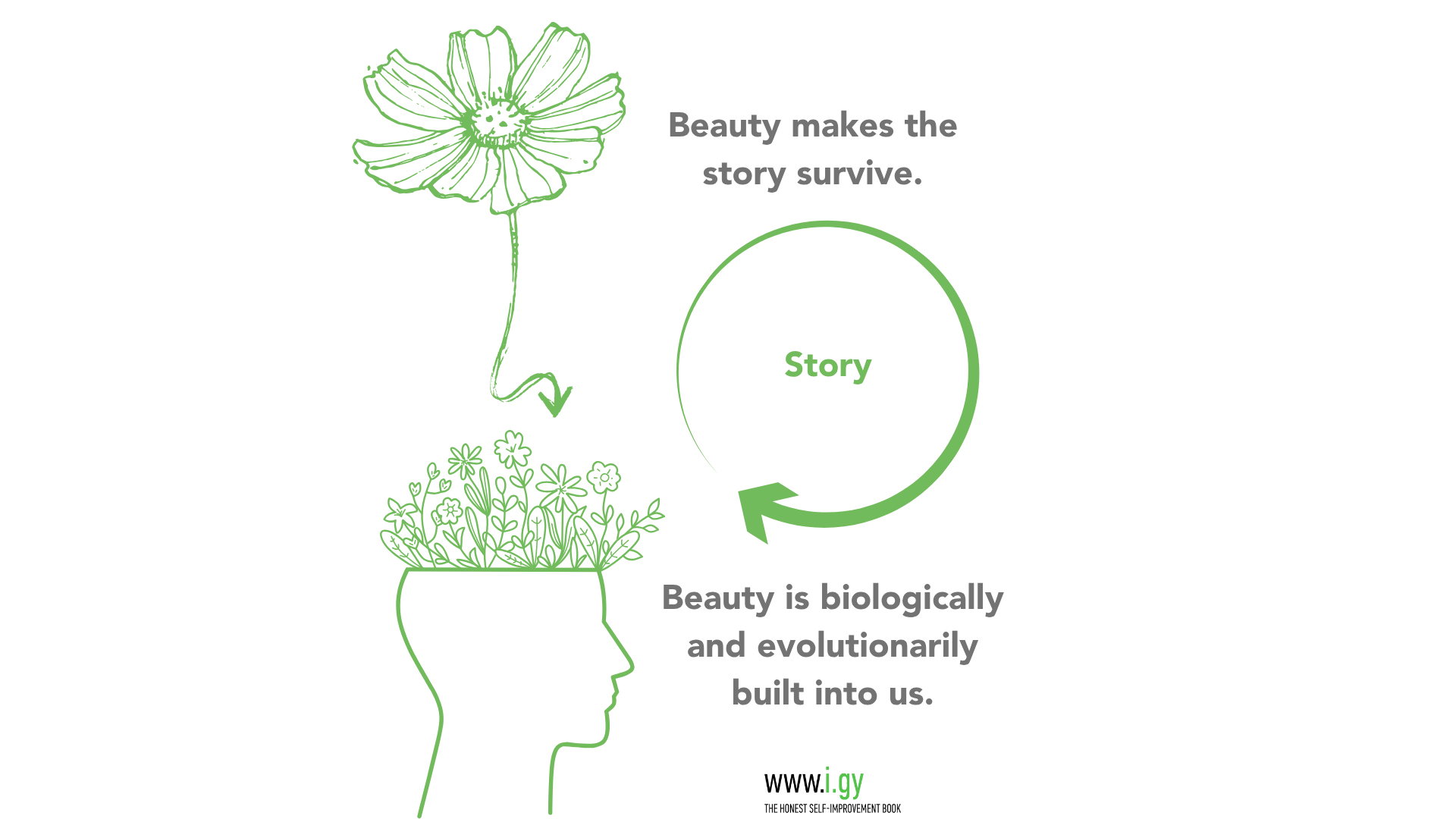 Beauty makes a story survive and is one of the building blocks of Bullshit