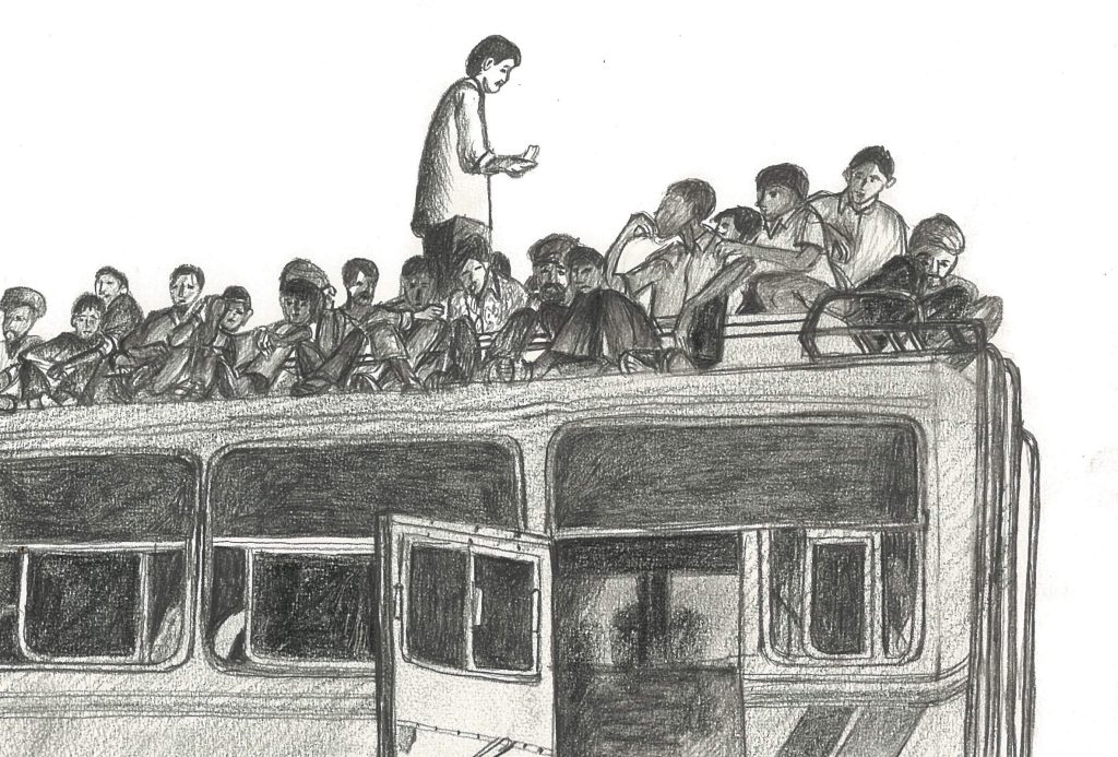 walking in public transport